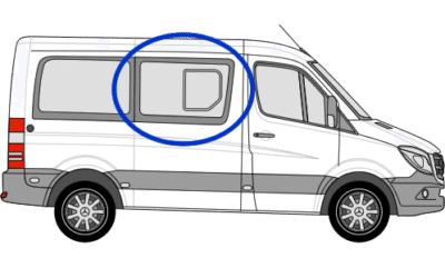 Volkswagen Crafter O/S/F Sliding Window in Privacy Tint SWB