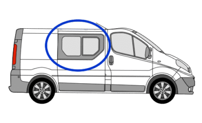 Nissan Primastar O/S/F Opening Window in Privacy Tint