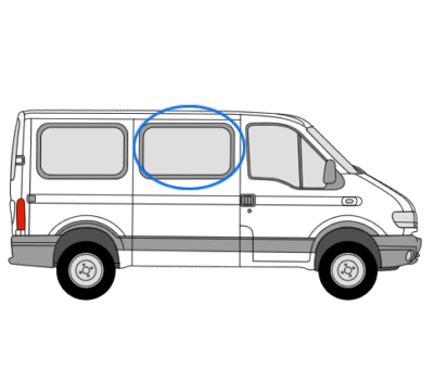 Renault Master 1997 > 2010 O/S/F (SWB/MWB/LWB) Fixed Window In Privacy Tint 1 Renault Master 1997 > 2010 O/S/F (SWB/MWB/LWB) Fixed Window In Privacy Tint