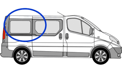 Vauxhall Vivaro O/S/R (Rear) Fixed Window in Privacy Tint SWB FOR SLIDING DOOR