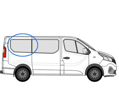 Nissan Primastar X82 (2014 >) O/S/R (Rear) Fixed Window in Privacy Tint SWB 1 Nissan Primastar X82 (2014 >) O/S/R (Rear) Fixed Window in Privacy Tint SWB