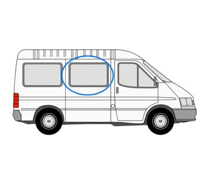 Ford Transit O/S/F Opening Window in Privacy Tint SWB