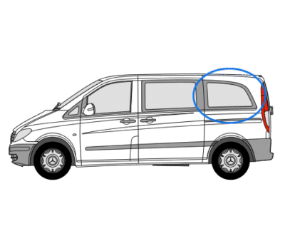 Mercedes Vito N/S/R Fixed Window in Privacy Tint SWB (COMPACT)