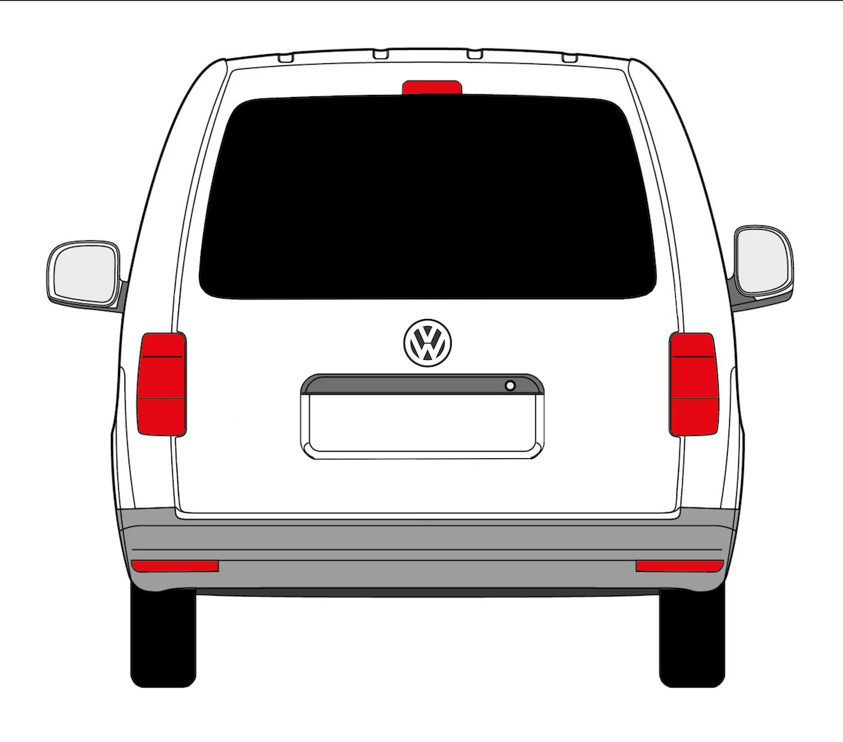VW Caddy Maxi Tailgate Window in Privacy Tint Trade Van Windows